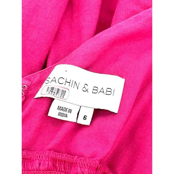 SACHIN + BABI Bri Tie Dye Midi Dress with Cut Out and Puff Sleeves – Size 6 - Picture 5 of 8